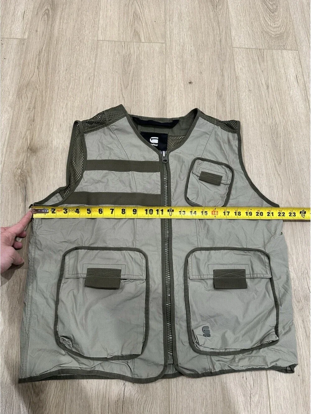 NWT G-Star Raw Utility Fabric Mix Pockets Poplin Vest Size Large